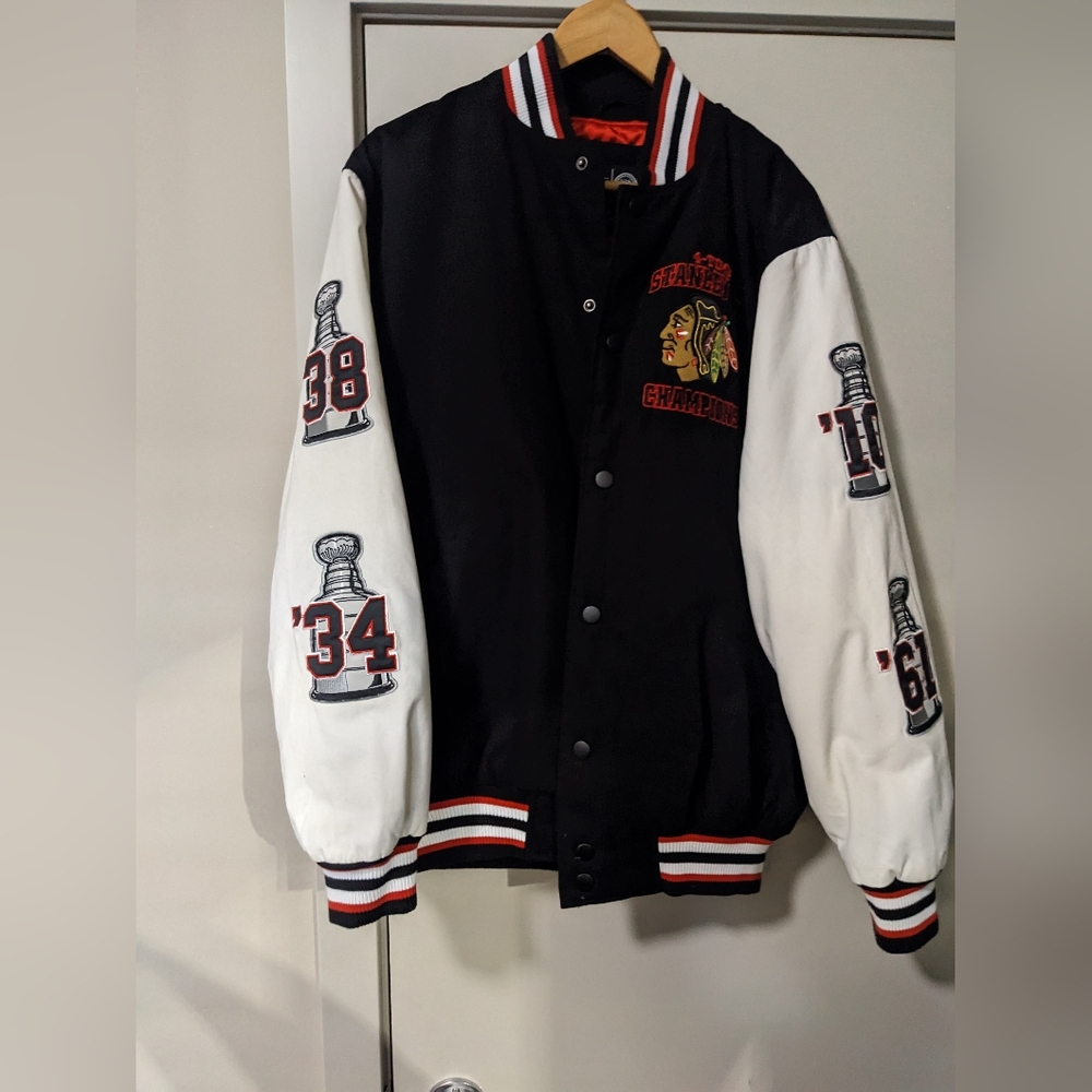 Chicago Blackhawks 4 Time Stanley Cup Varsity Jacket